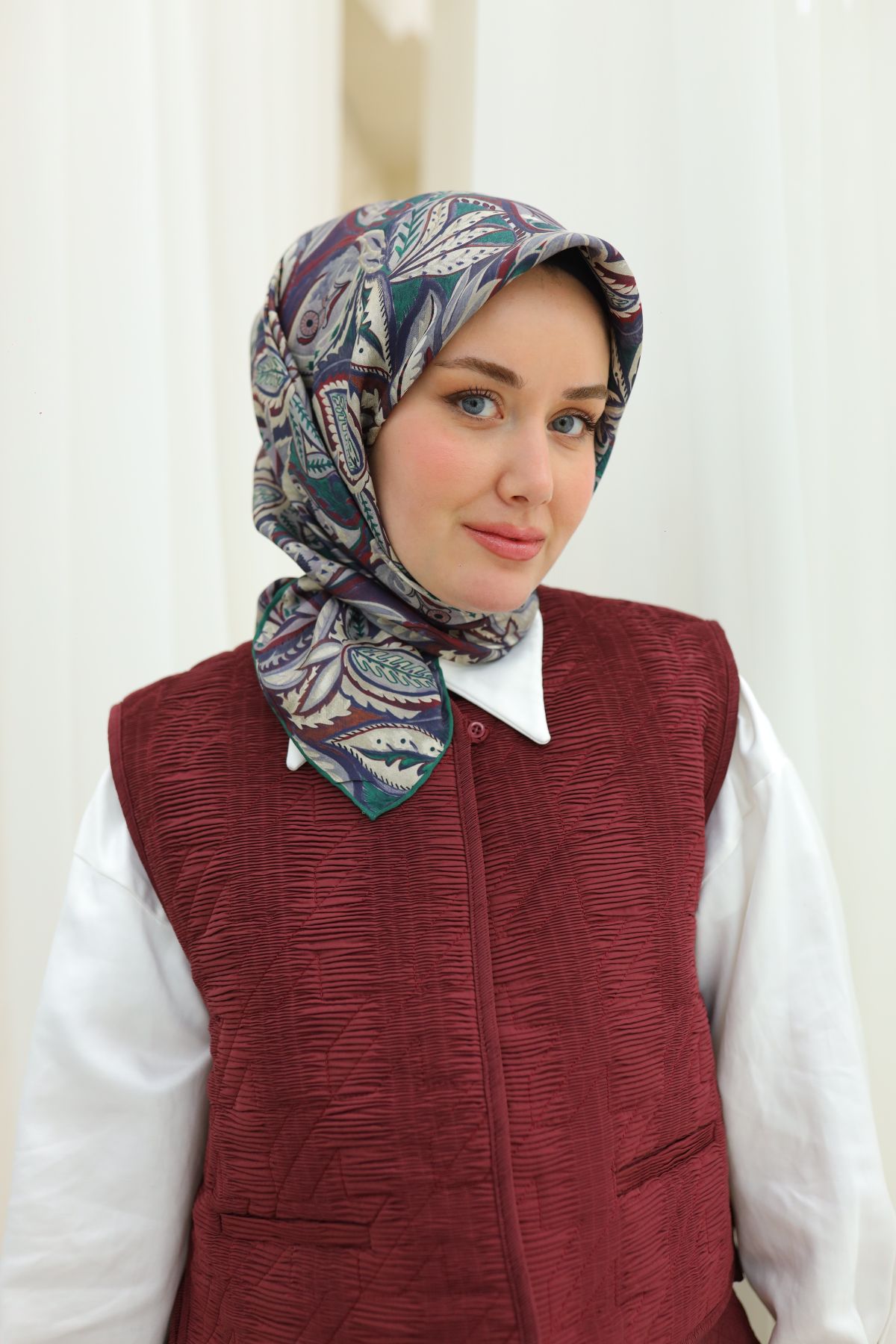 Gülşah Twill İpek Eşarp - Haki