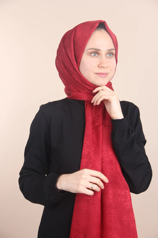 BORDO Quaj Jakar Mermer Desen Şal