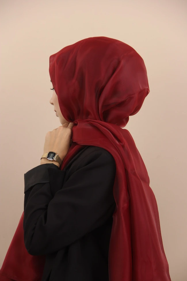 BORDO Siyane Scarf Prenses Tül Şal