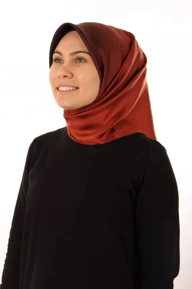 SİYAH-KİREMİT Levidor Degrade Twill İpek Eşarp