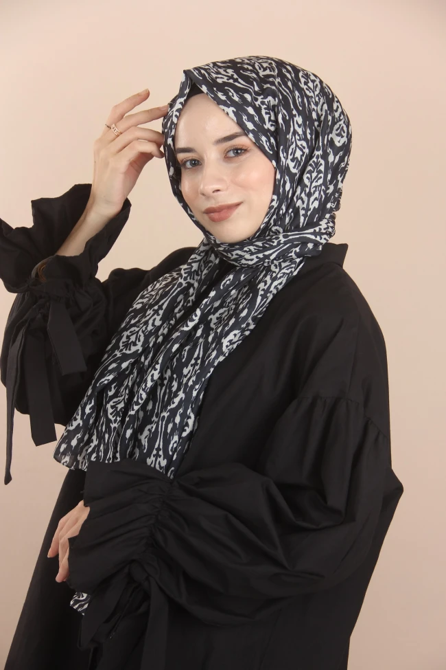 SİYAH Loryan Scarf Linen Summer Çini Şal