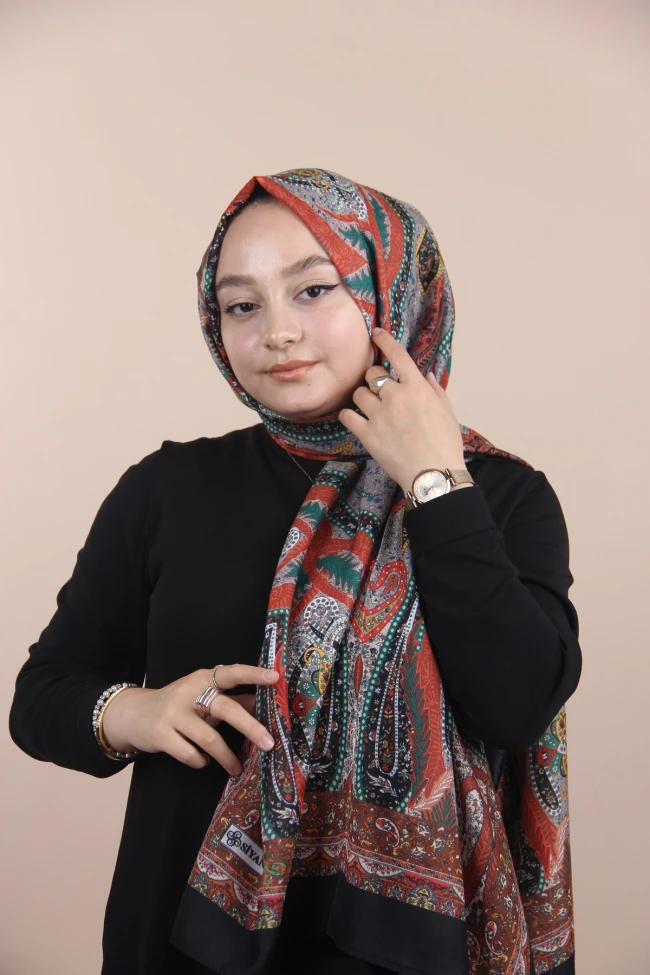 SİYAH Siyane Scarf Etnik Desen Şal