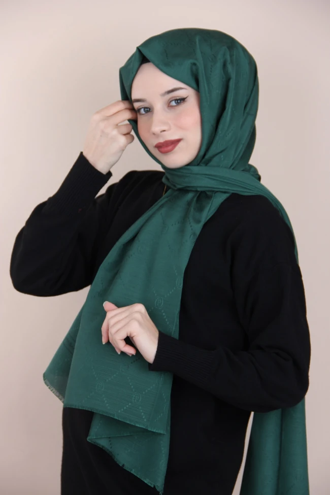 ZÜMRÜT Piramit Monogram Şal