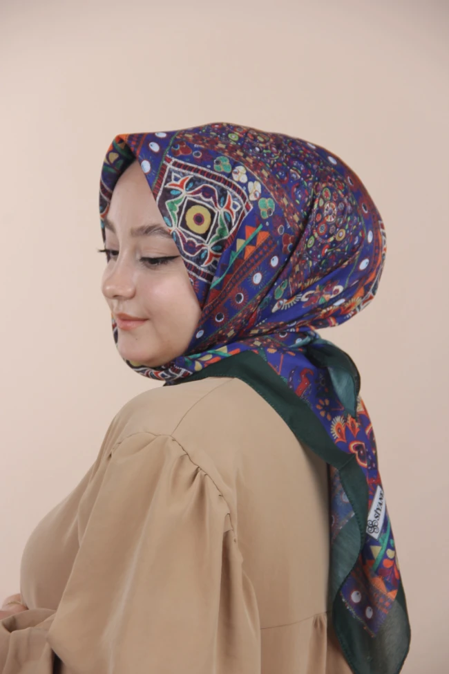 ZÜMRÜT Siyane Scarf Otantik Desen Eşarp