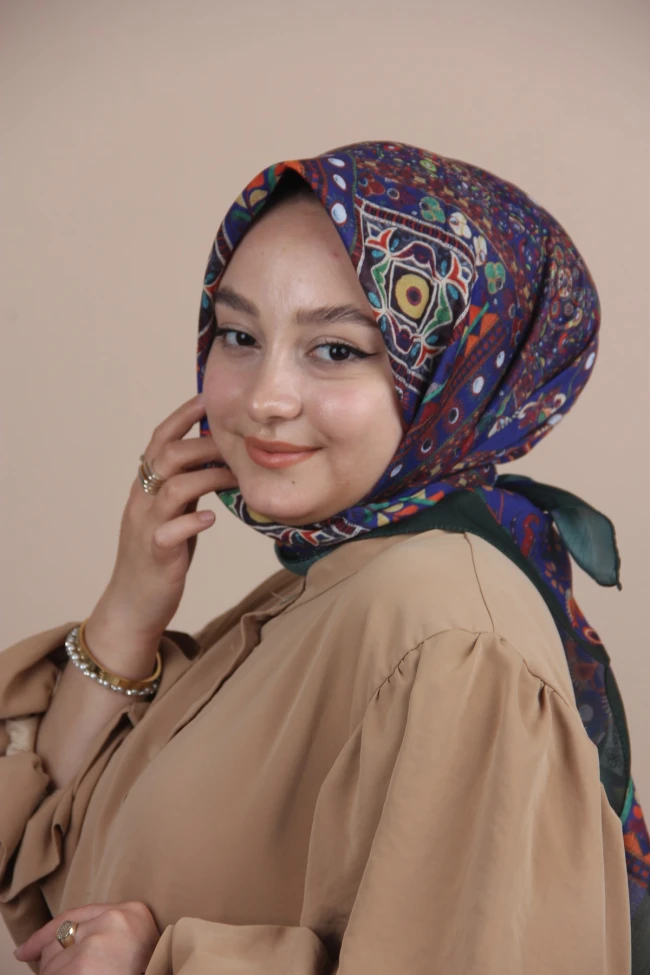 ZÜMRÜT Siyane Scarf Otantik Desen Eşarp