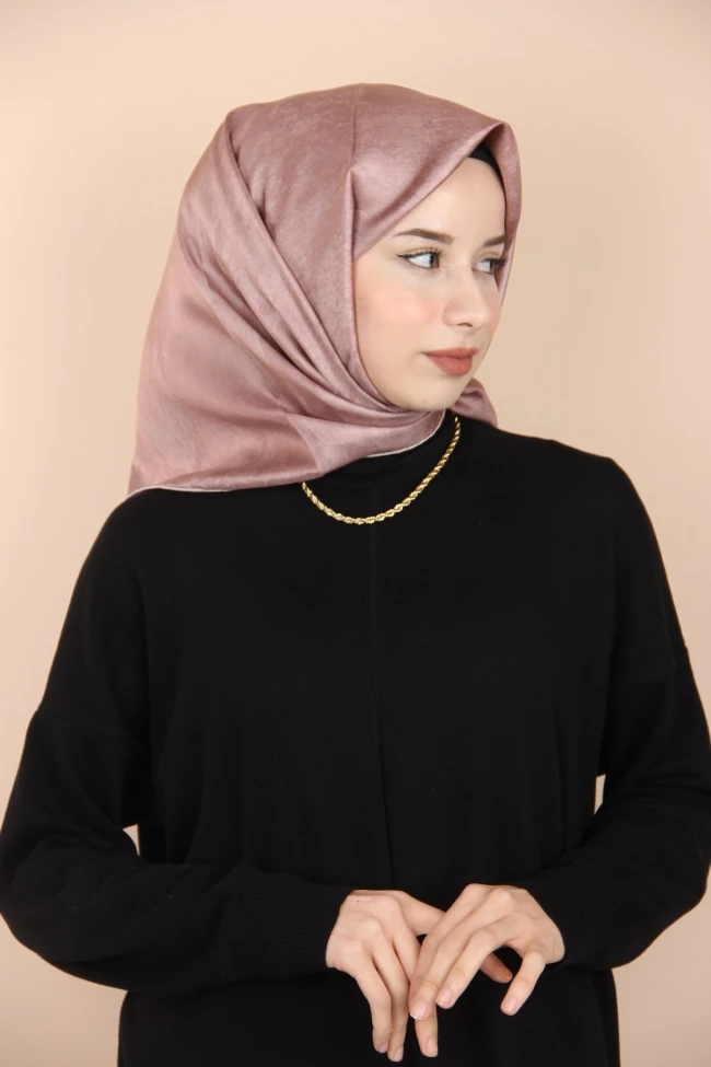 Gül Kurusu Paplio Ferre Duman Desen Twill İpek Eşarp