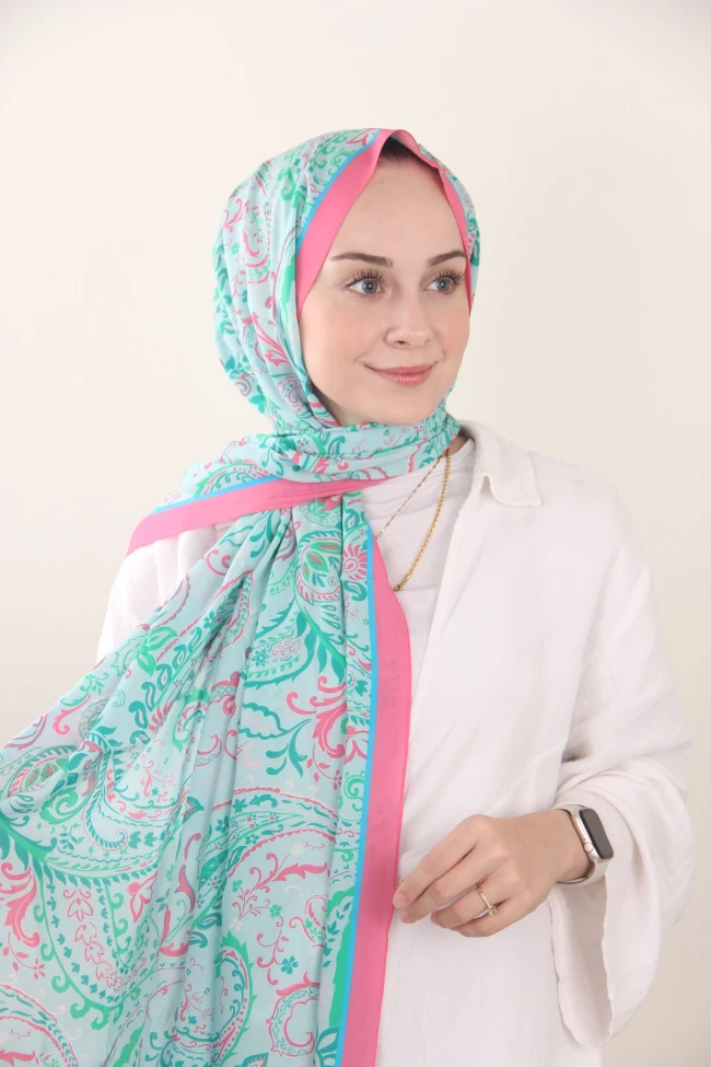 Pembe Silk Home Desenli Viskon Soft Şal