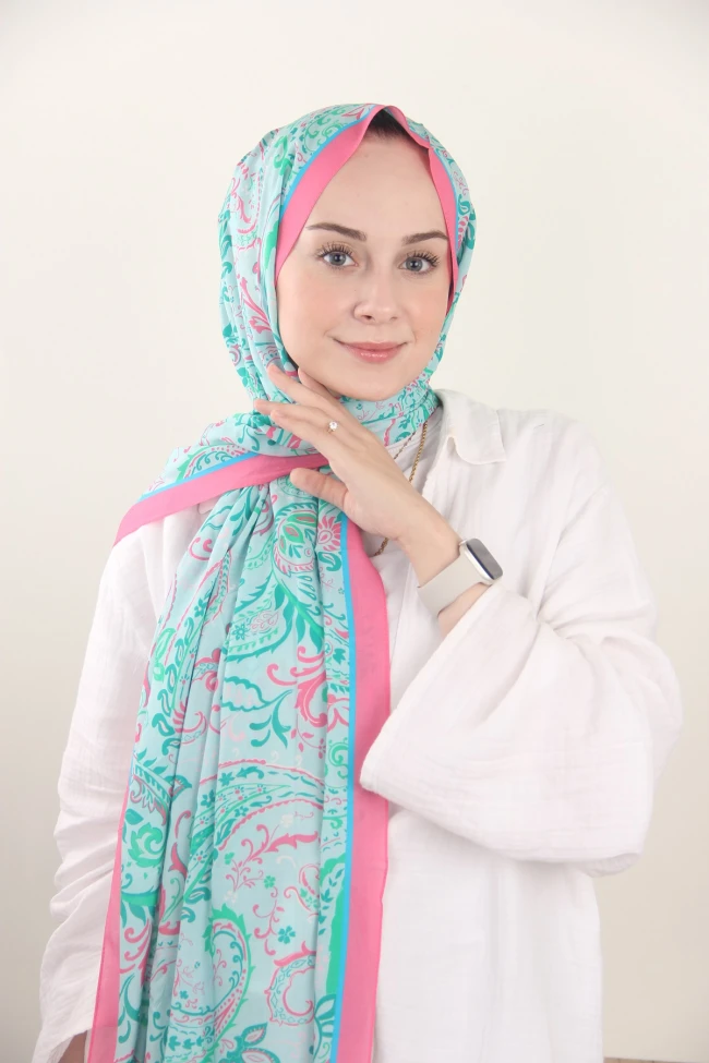Pembe Silk Home Desenli Viskon Soft Şal