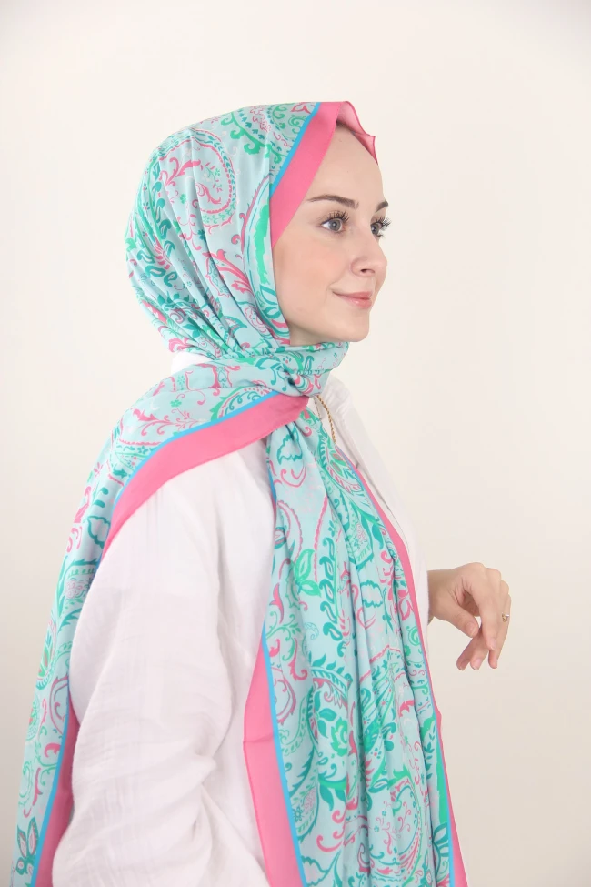 Pembe Silk Home Desenli Viskon Soft Şal