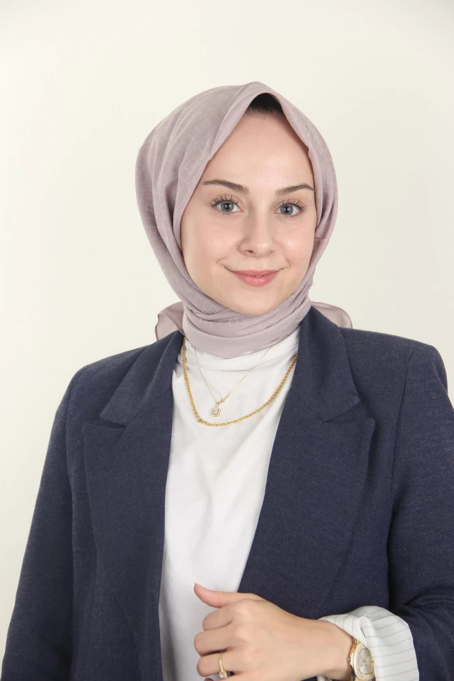 Pudra Emproyal Baklava Desen Pamuk Eşarp