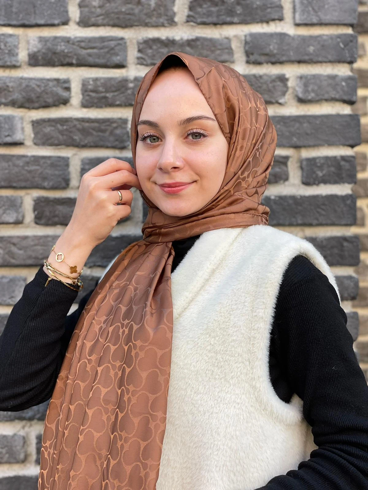 Açık Kahve Loryan Scarf Jakar Karmen Şal