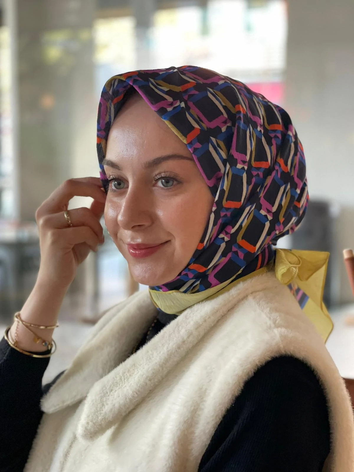Fıstık Yeşili Loryan Scarf Diamond Plaid Pamuk Eşarp