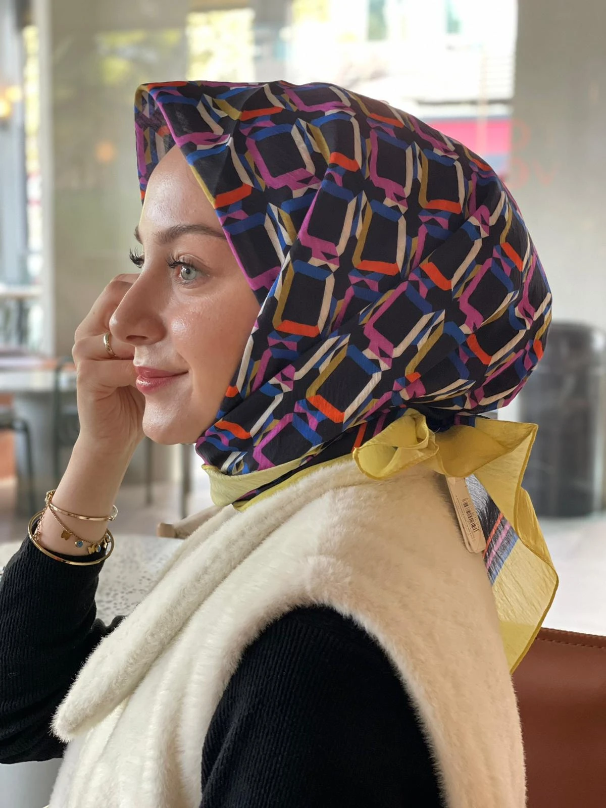 Fıstık Yeşili Loryan Scarf Diamond Plaid Pamuk Eşarp