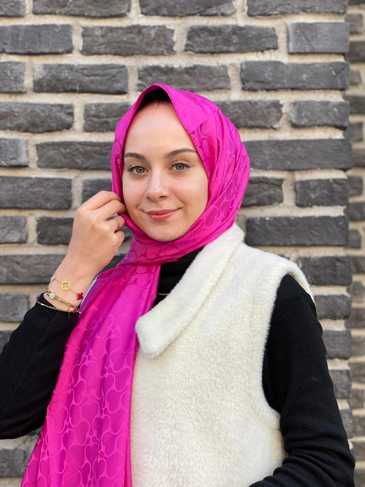 Fuşya Loryan Scarf Jakar Karmen Şal