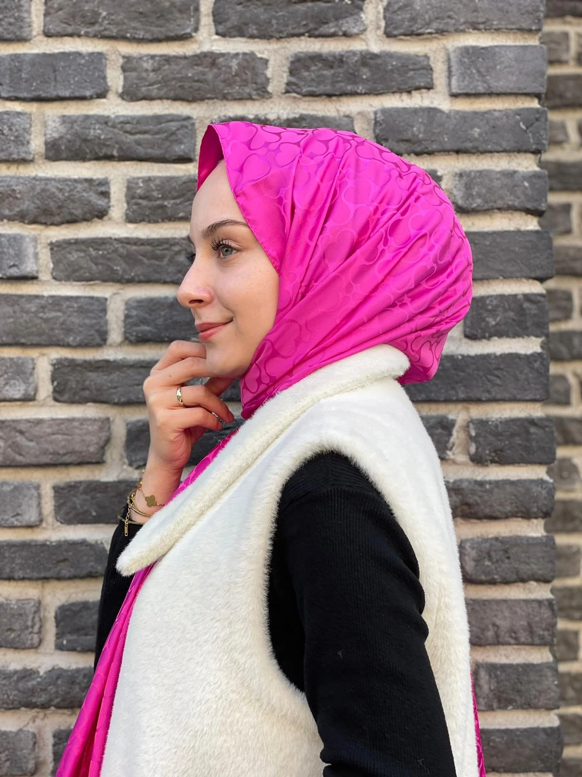 Fuşya Loryan Scarf Jakar Karmen Şal