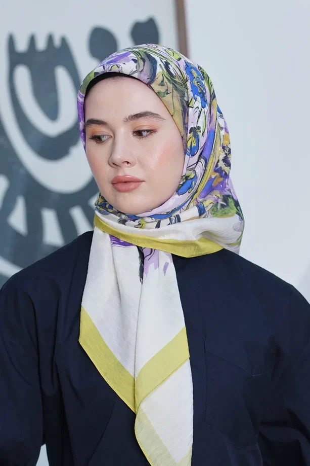 Hardal Loryan Scarf Desenli Roza Eşarp