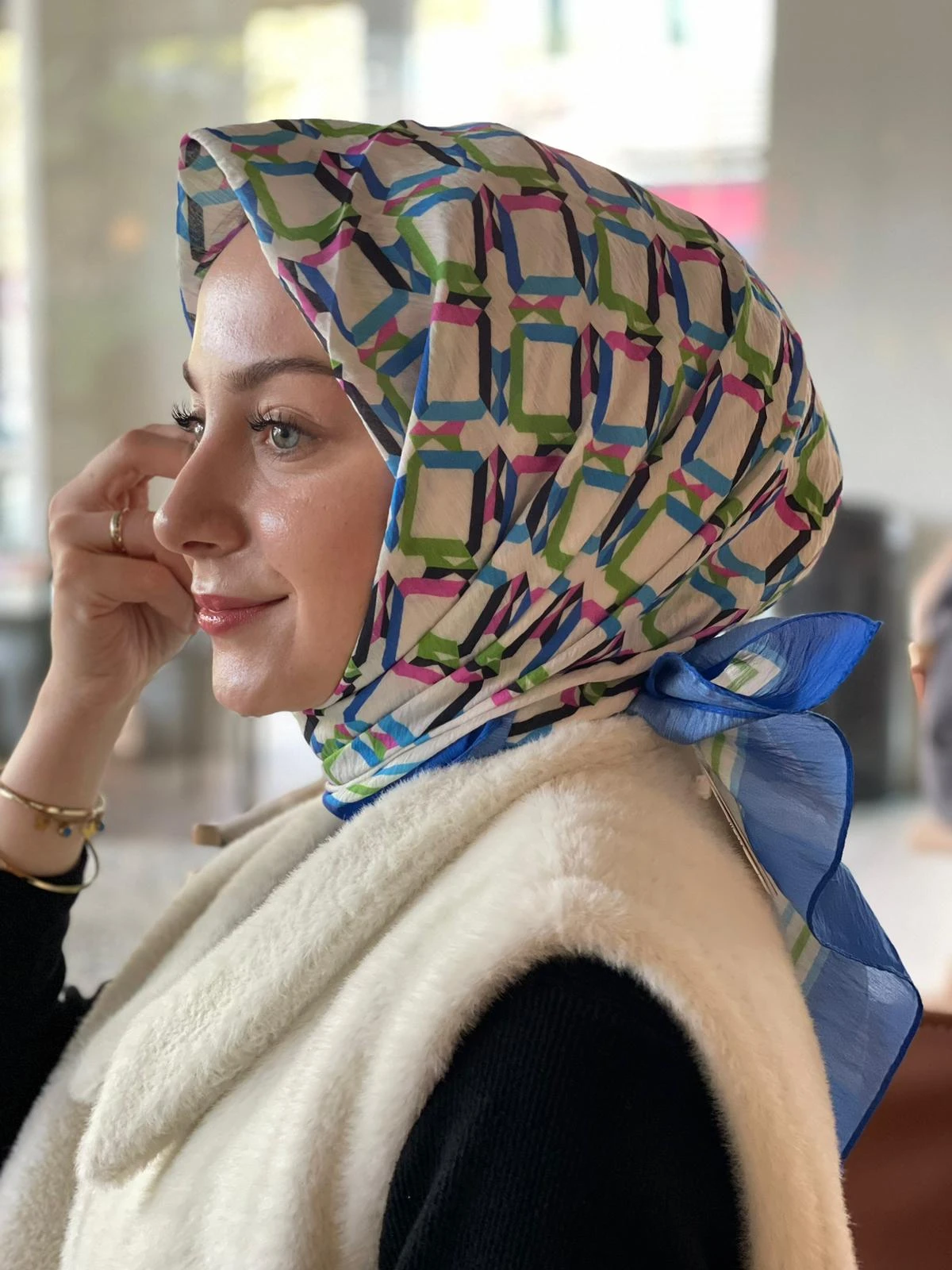 İNDİGO Loryan Scarf Diamond Plaid Pamuk Eşarp