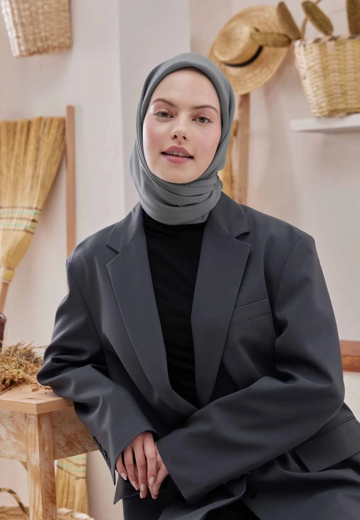 METALİK GRİ Fresh Scarfs Pamuk İpek Eşarp
