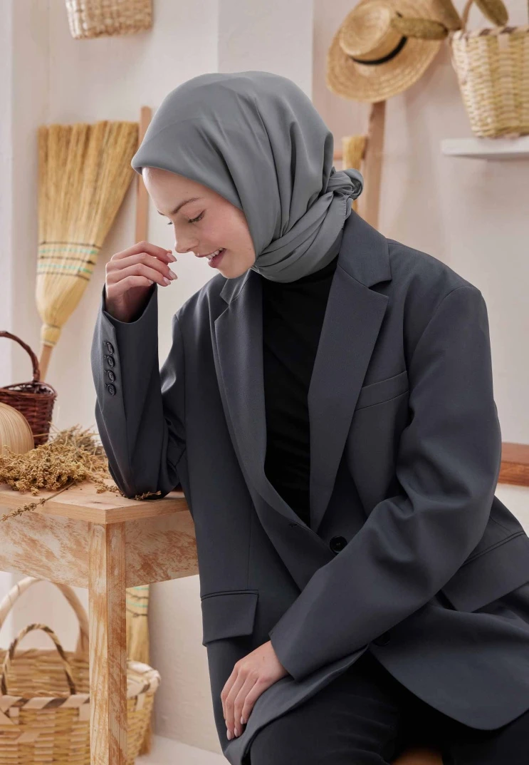 METALİK GRİ Fresh Scarfs Pamuk İpek Eşarp