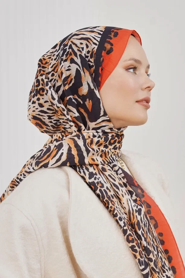 Orange Loryan Scarf Diamond Leopar Şal