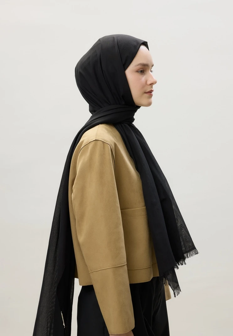 SİYAH Fresh Scarfs İnce Pamuk Vual Şal