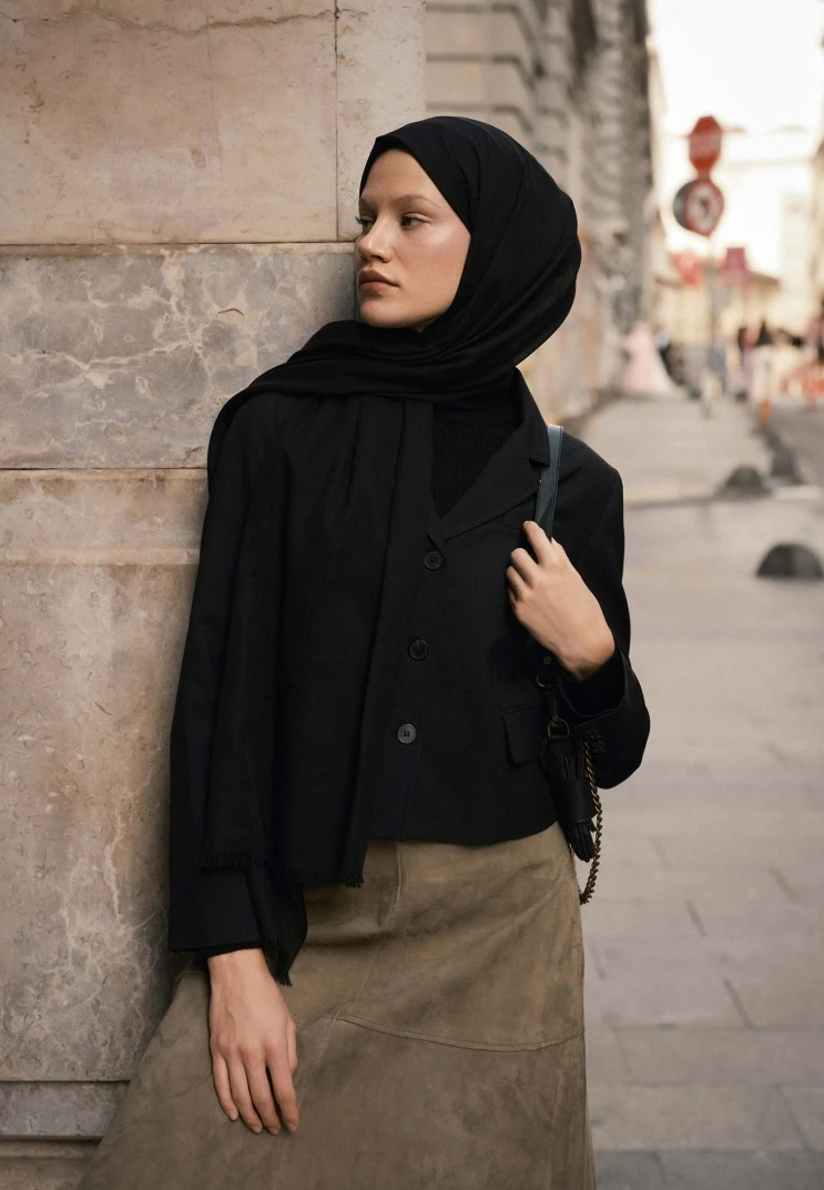 SİYAH Fresh Scarfs İnce Pamuk Vual Şal