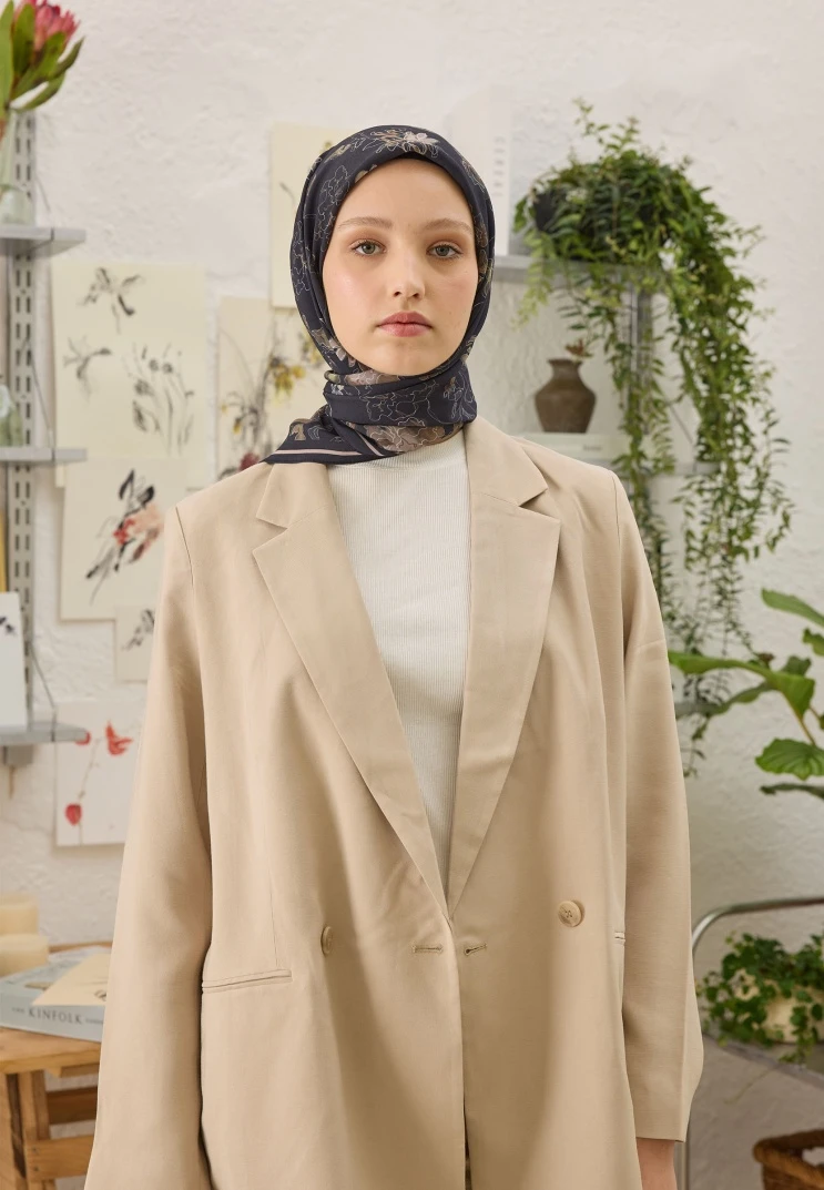 SİYAH Fresh Scarfs Delıa Desen Pamuk İpek Eşarp
