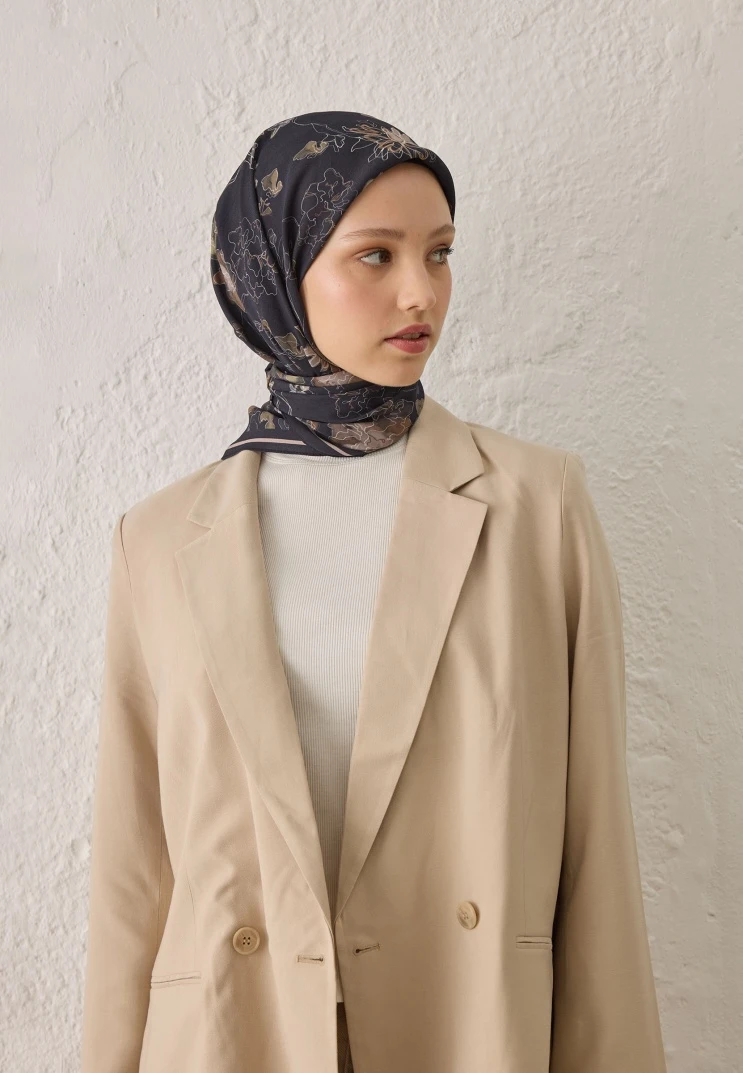 SİYAH Fresh Scarfs Delıa Desen Pamuk İpek Eşarp