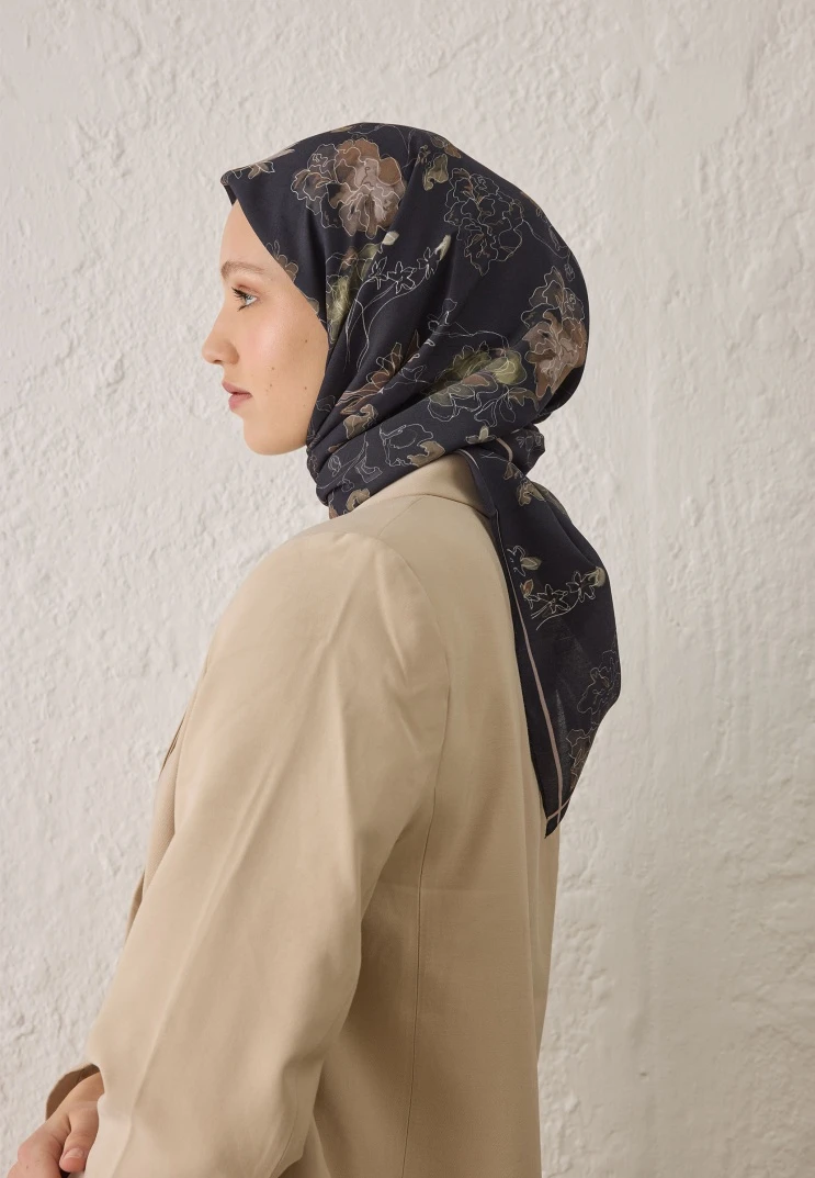 SİYAH Fresh Scarfs Delıa Desen Pamuk İpek Eşarp