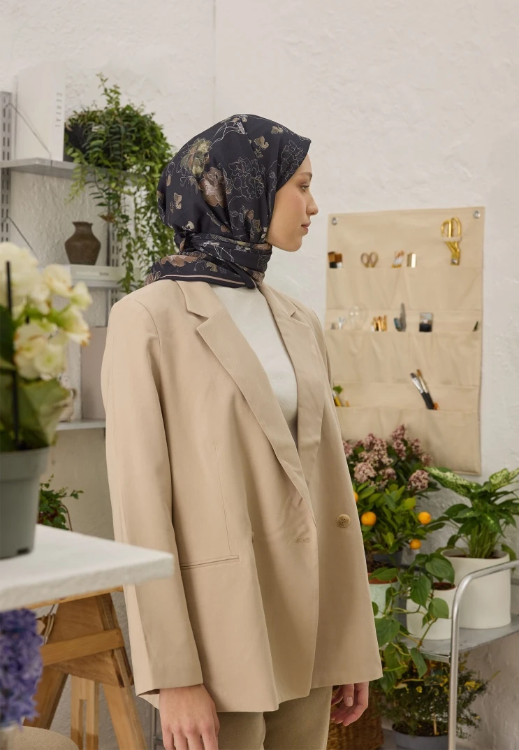 SİYAH Fresh Scarfs Delıa Desen Pamuk İpek Eşarp