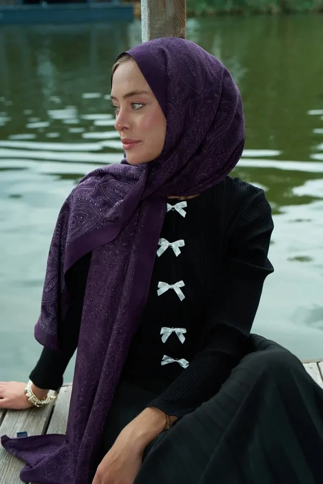 Mor ED Scarf Heritage Saye Desen Şal