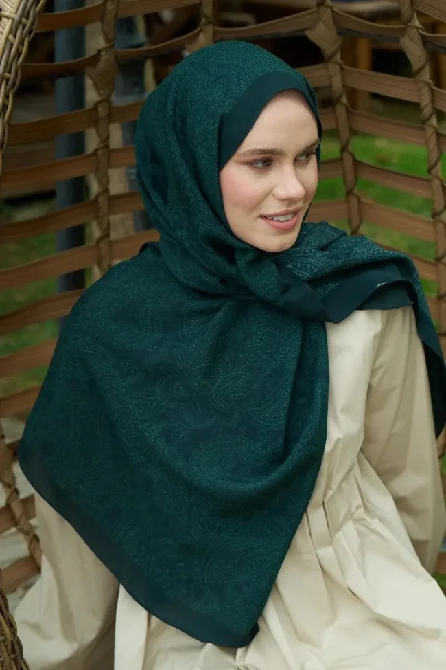 Zümrüt Yeşili ED Scarf Heritage Saye Desen Şal