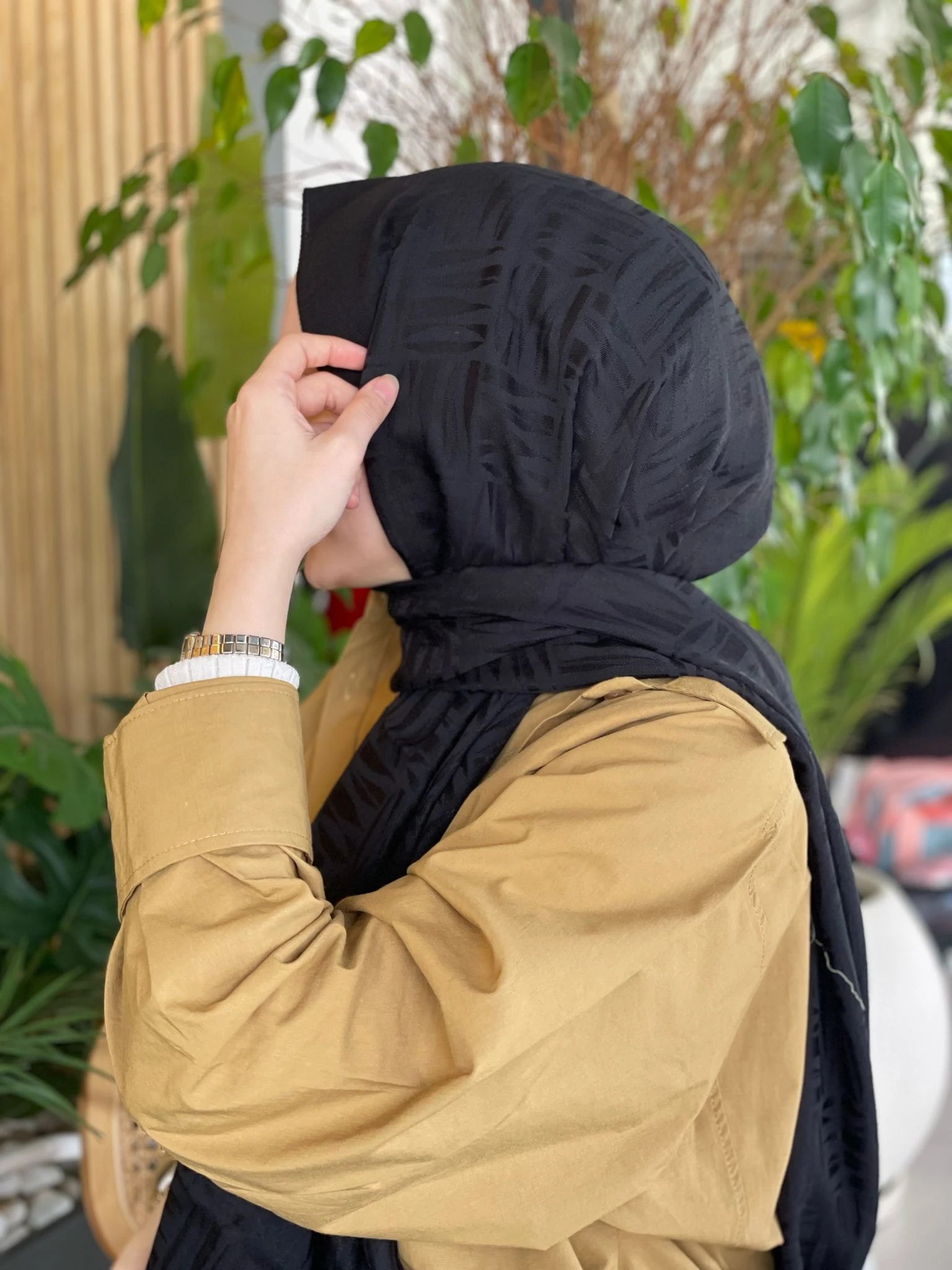 SİYAH Harem Scarf Lyocell Elisa Şal