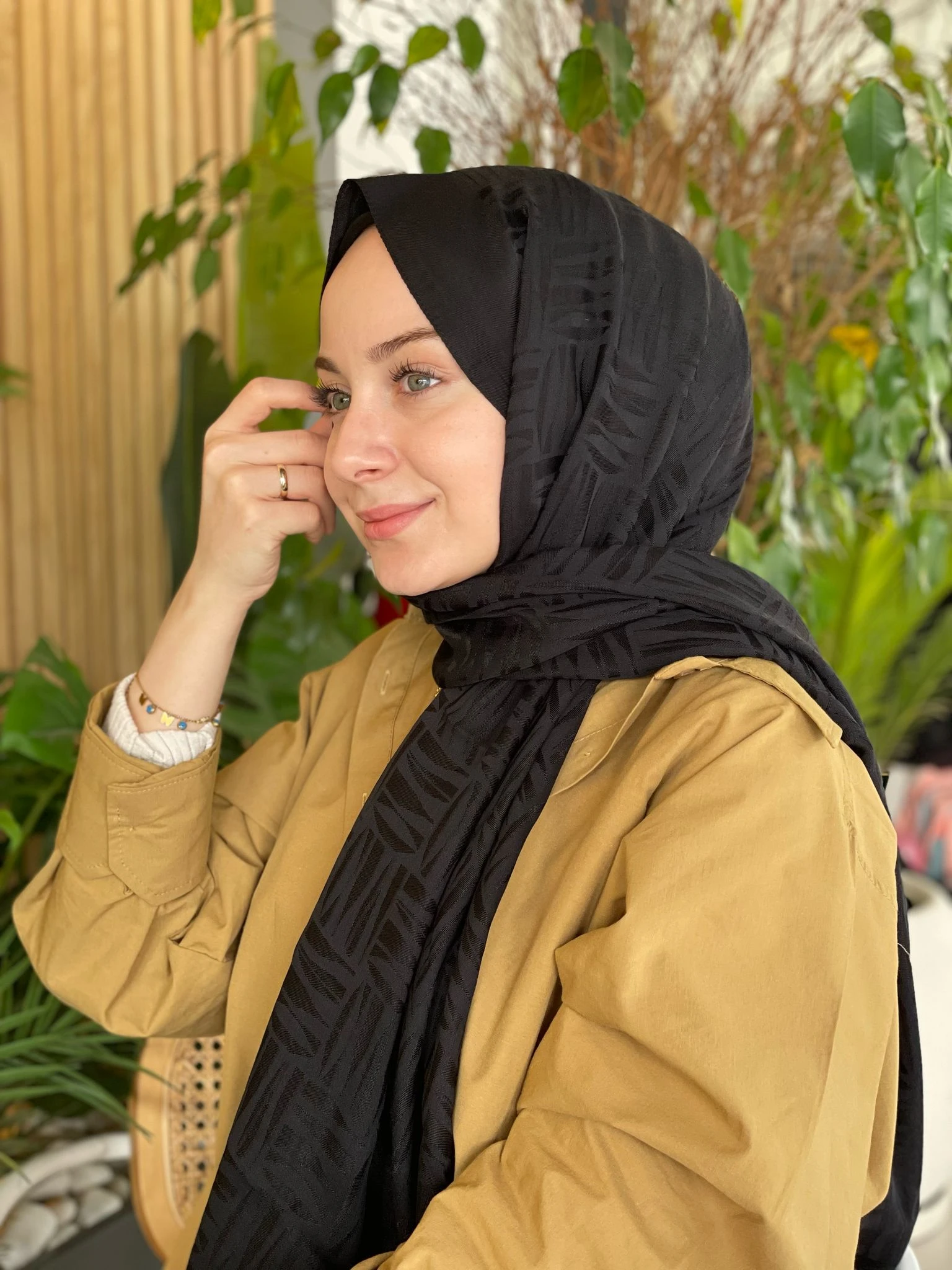 SİYAH Harem Scarf Lyocell Elisa Şal
