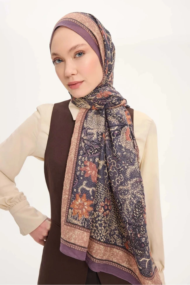 06 Silk Home Vintage Botanik Desen Monare Şal