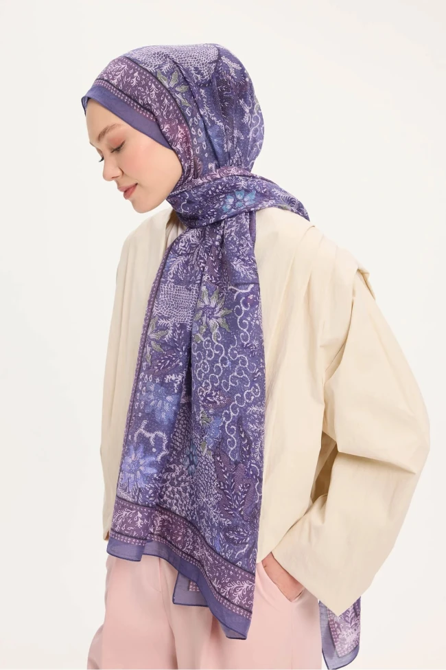 09 Silk Home Vintage Botanik Desen Monare Şal