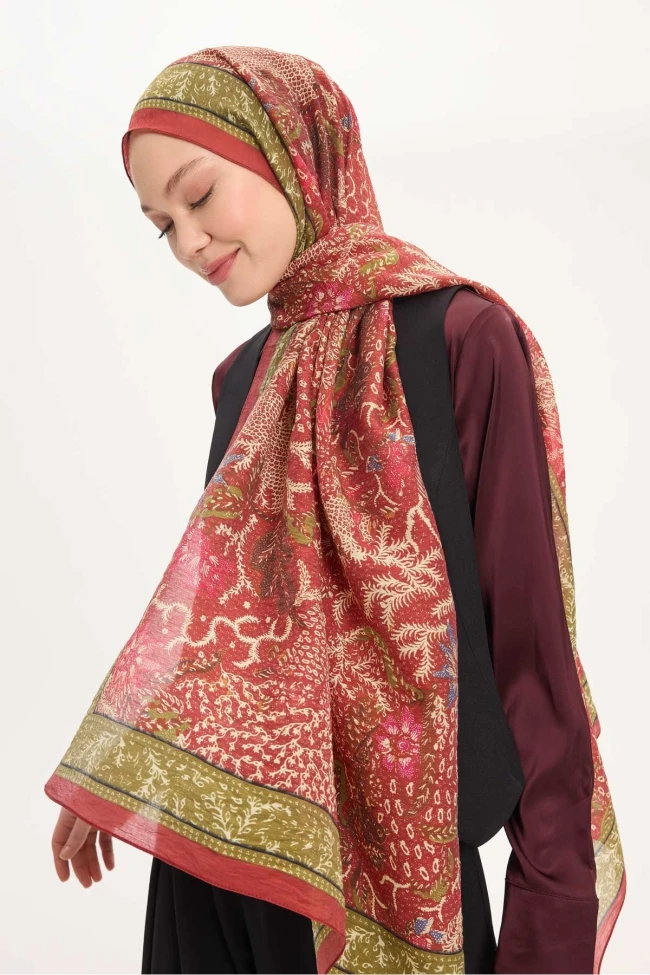 11 Silk Home Vintage Botanik Desen Monare Şal