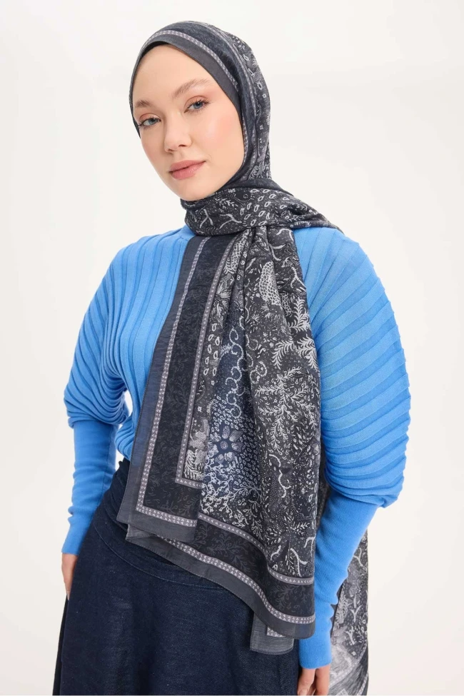 13 Silk Home Vintage Botanik Desen Monare Şal