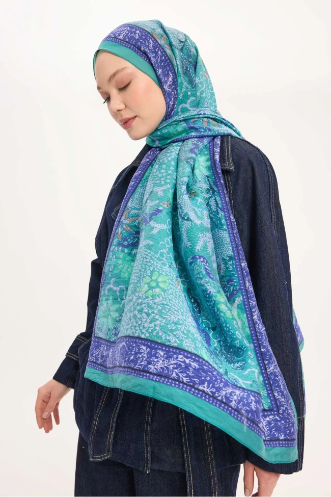 19 Silk Home Vintage Botanik Desen Monare Şal