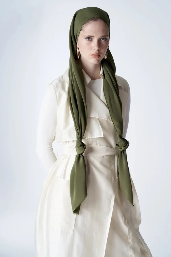 YEŞİL ED Scarf Core İpek Şal