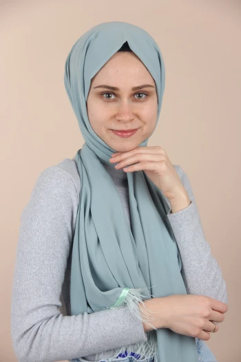 SU YEŞİLİ Tüylü Şal