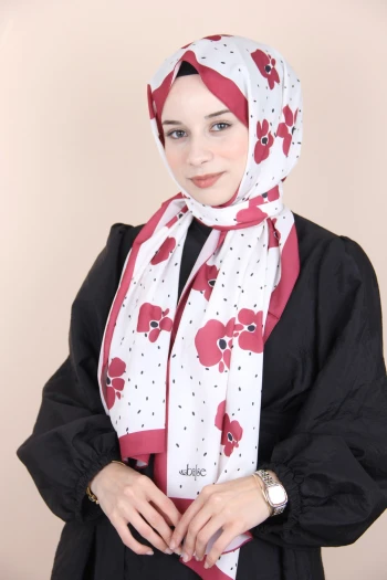 BORDO Balse Benek Desen Pamuklu Şal