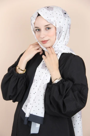 SİYAH Balse Benek Desen Pamuklu Şal