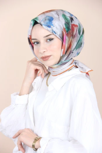 Taba Eşarp Home Sisli Menekşe Desen Eşarp