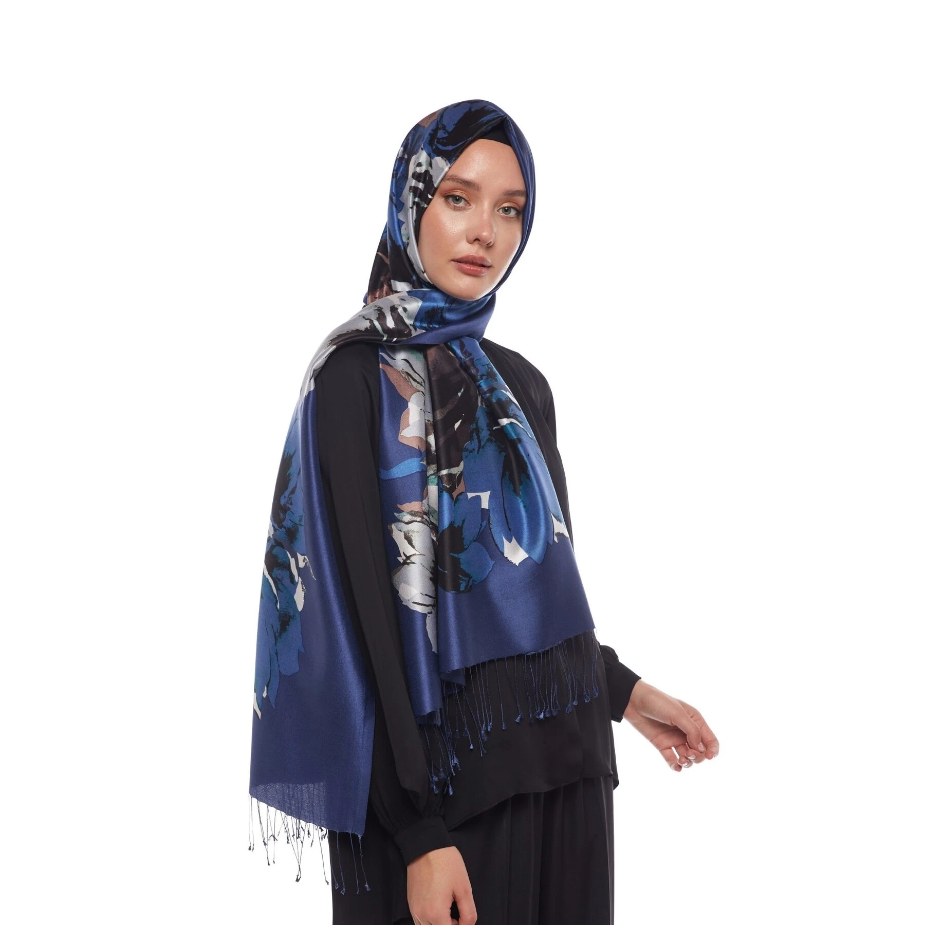 LACİVERT İpekevi İpek Şal 7133