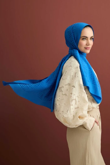 Blue İmannoor İman Kare Naia Şal 241-3007