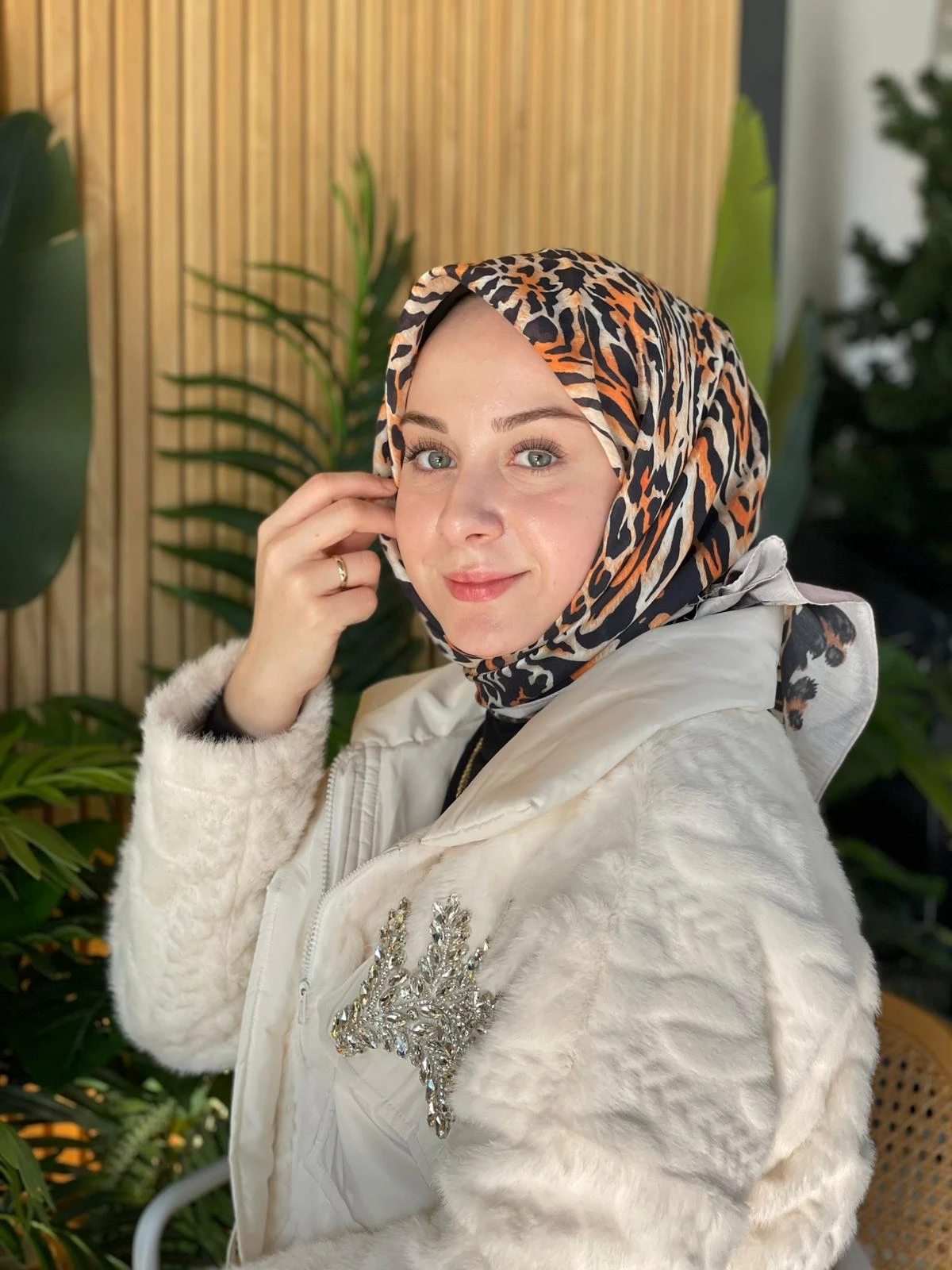 BEJ Loryan Scarf Diamond Leopar Eşarp