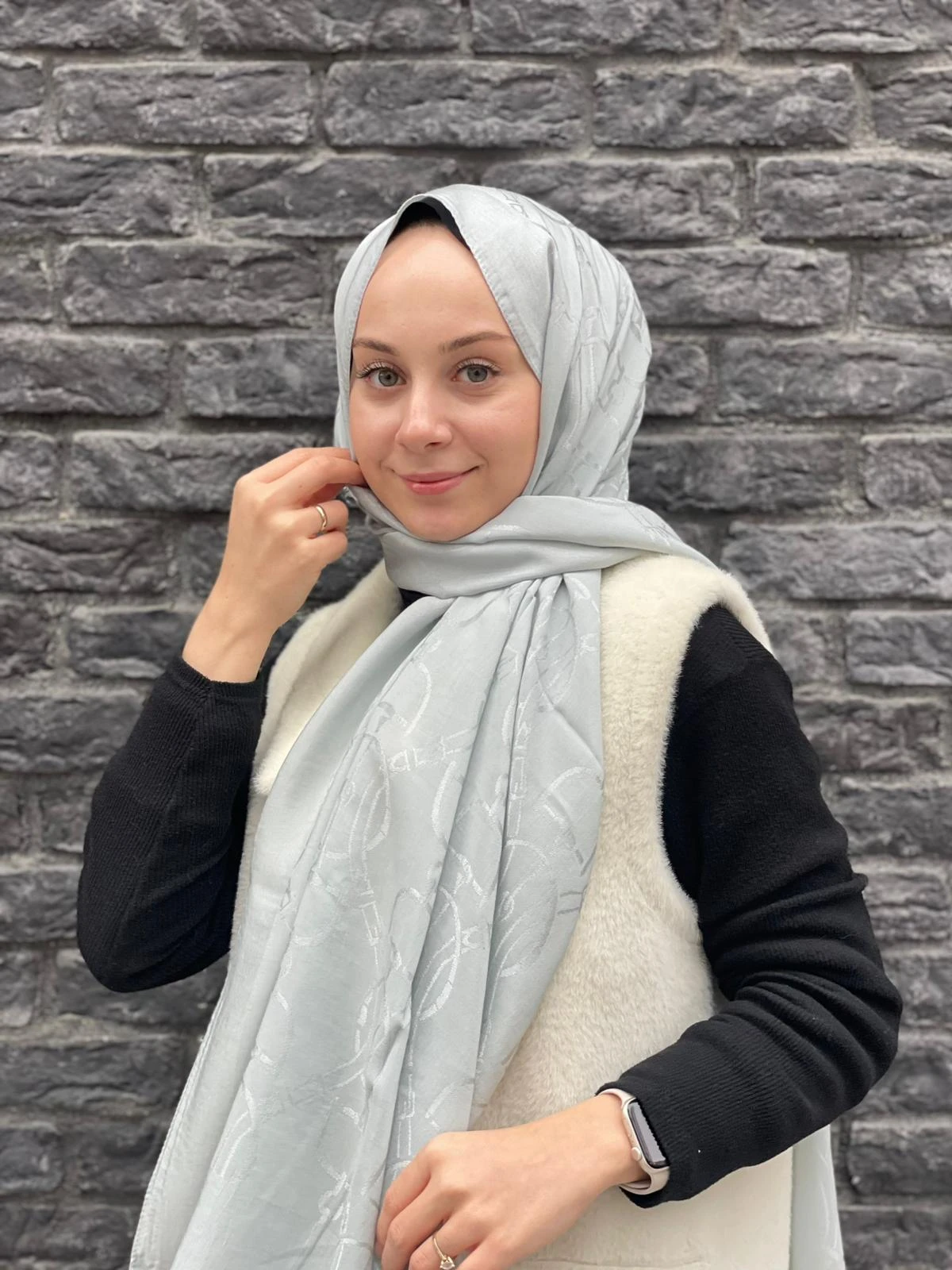 GRİ Harem Scarf Maria Şal
