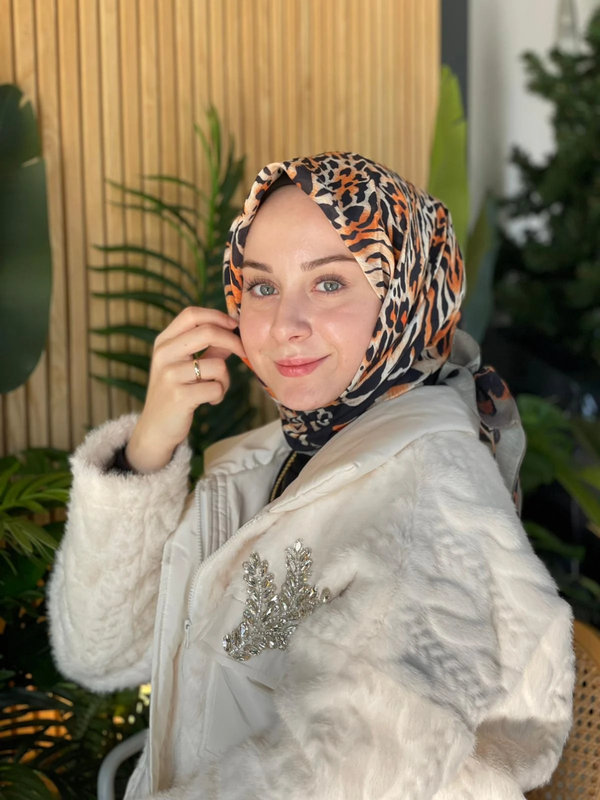 HAKİ Loryan Scarf Diamond Leopar Eşarp