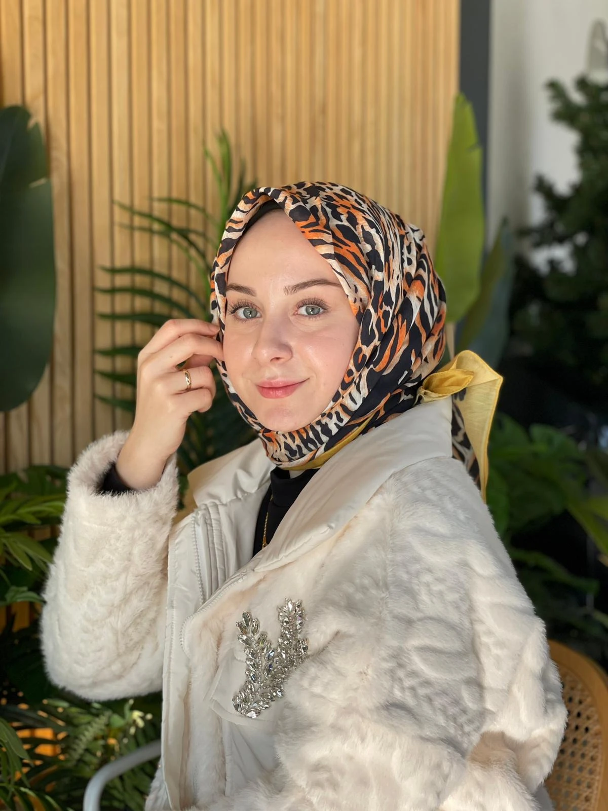 Hardal Loryan Scarf Diamond Leopar Eşarp